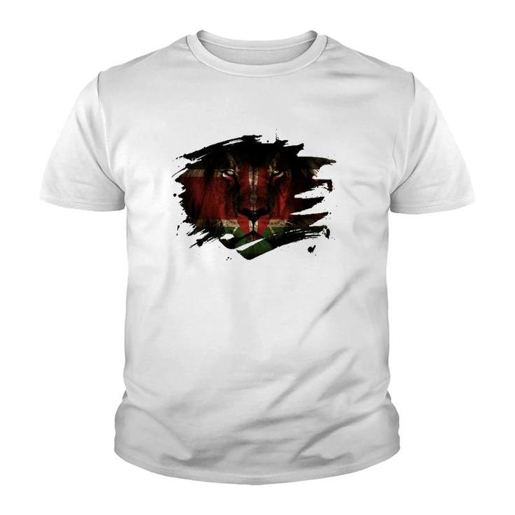Kenya Flag And African Lion Picture Kenyan Pride  Youth T-shirt
