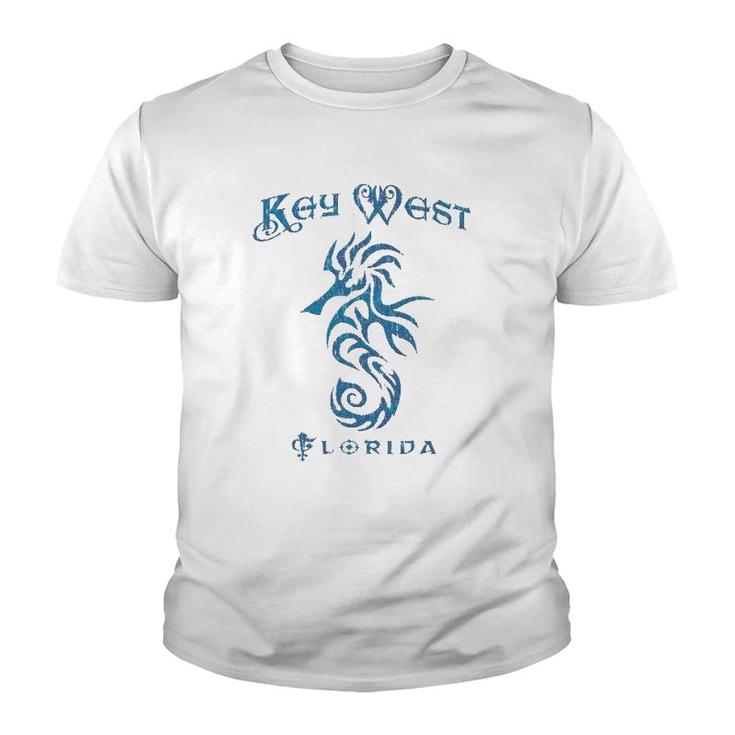 Key West Fl Seahorse Distressed Florida Gift Youth T-shirt