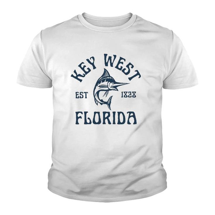 Key West Florida Fishing Marlin Travel Keys Fish Beach Youth T-shirt