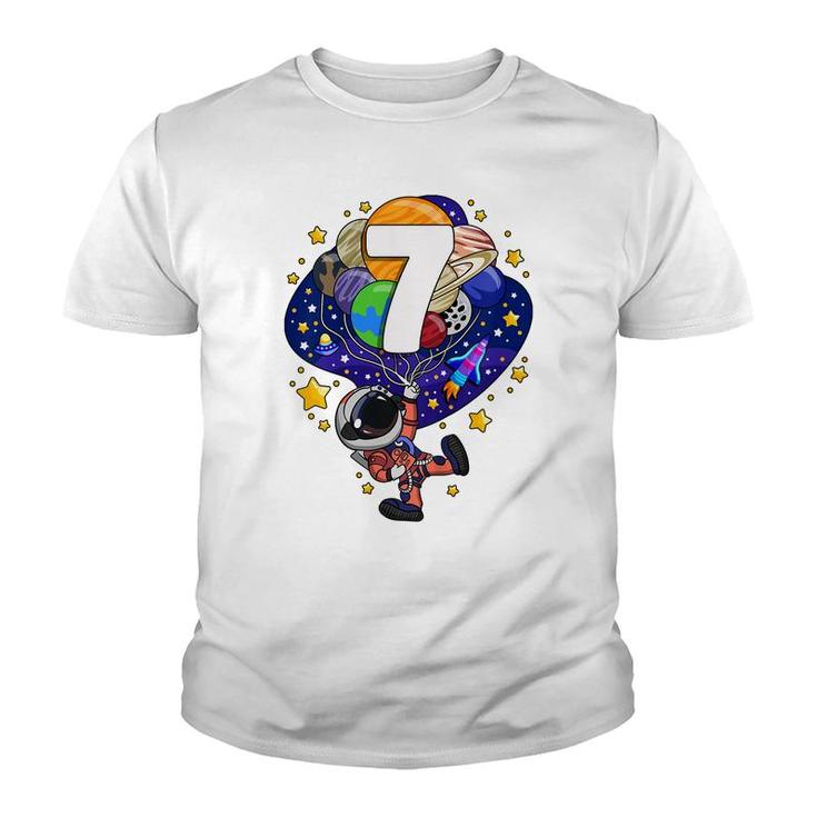 Kids Outer Space Astronaut 7Th Birthday Boy 7 Year Old Seven  Youth T-shirt