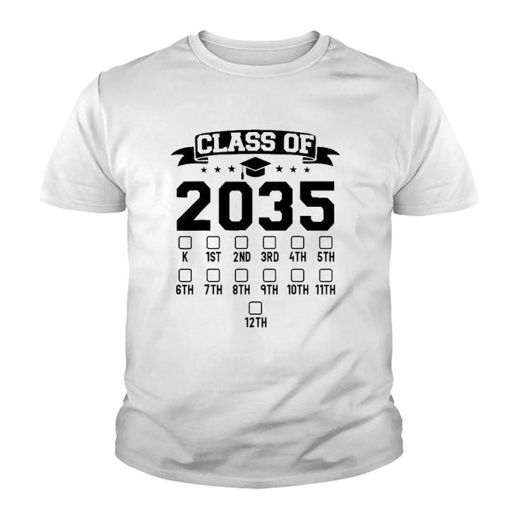 Kindergarten Class Of 2035 First Day Of School Check Mark Youth T-shirt