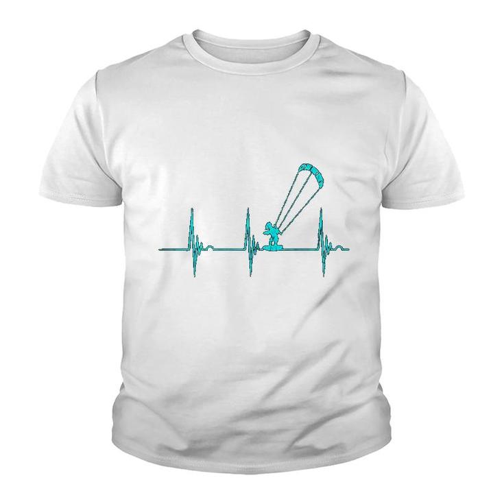 Kitesurfing Kitesurfer Heartbeat Youth T-shirt