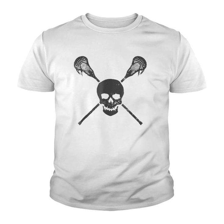Lacrosse Skull And Sticks Vintage Lax Gif Youth T-shirt