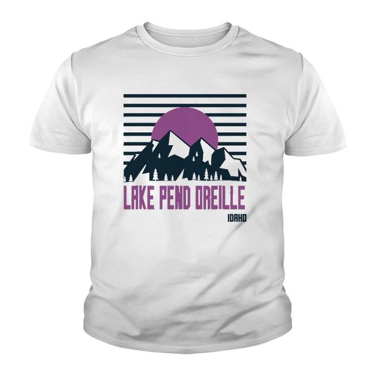 Lake Pend Oreille Vintage Mountains Hiking Camp Idaho Retro Youth T-shirt