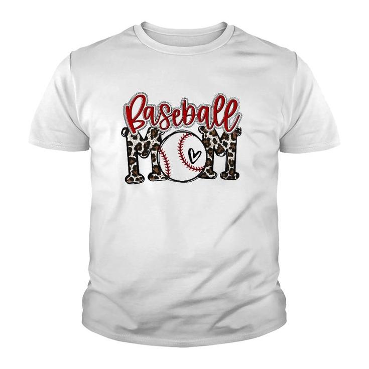 Leopard Baseball Mom Game Day Vibesball Mom Mother's Day Youth T-shirt