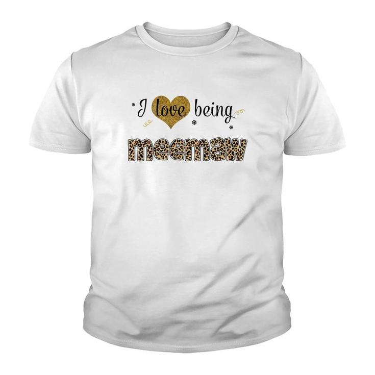 Leopard Plaid I Love Being  Meemaw White Youth T-shirt