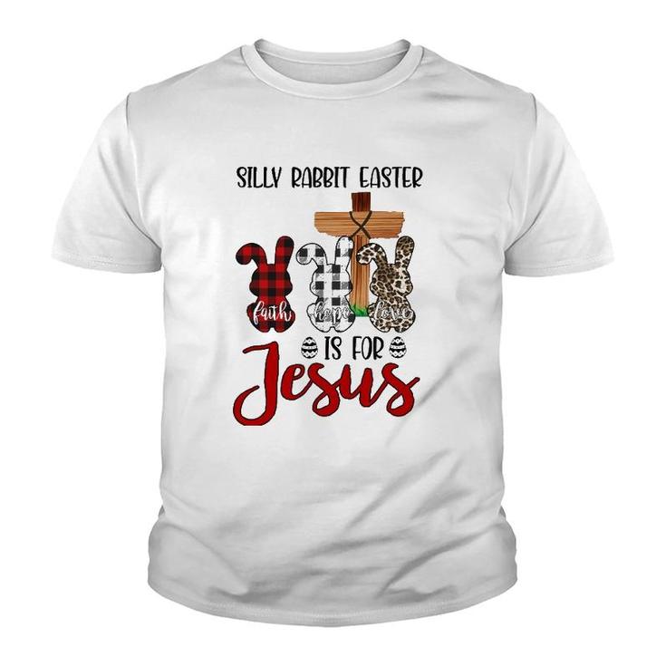 Leopard Red Plaid Silly Rabbit Easter Is For Jesus Youth T-shirt