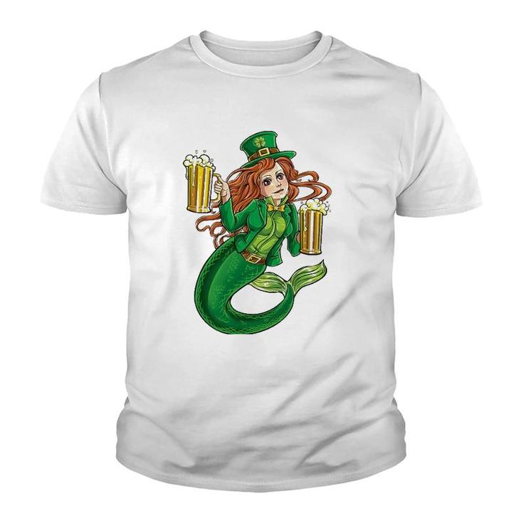 Leprechaun Mermaid St Patrick's Day Redhead Women Lady Beer Youth T-shirt
