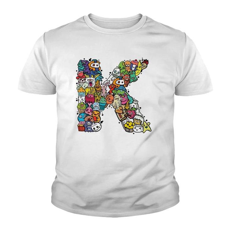 Letter K  Alphabet K Name Initial Monogrammed S Youth T-shirt