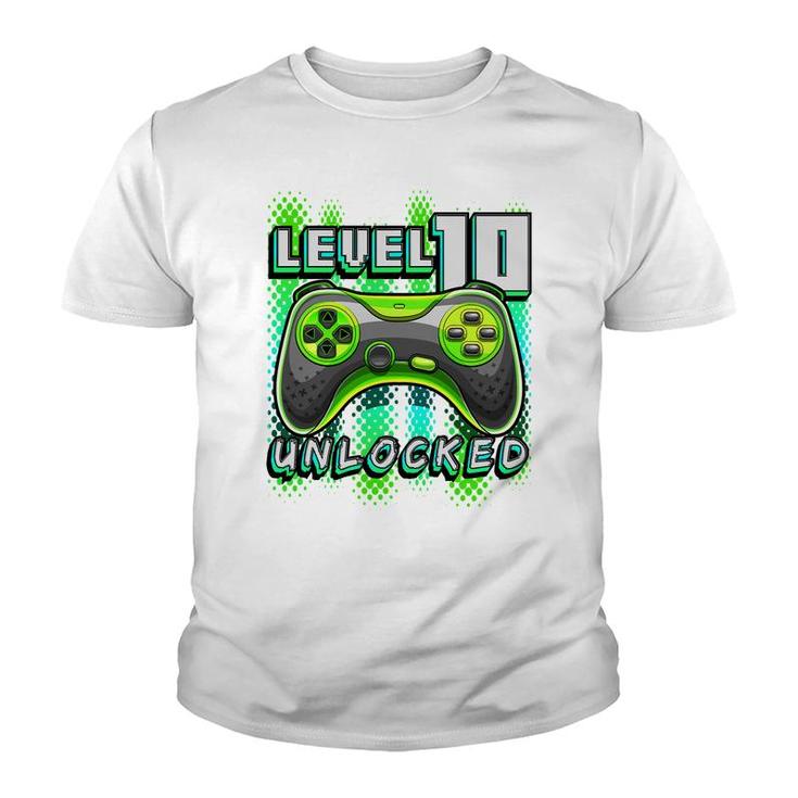 Level 10 Unlocked Game 10Th Birthday Gamer Boys Youth T-shirt