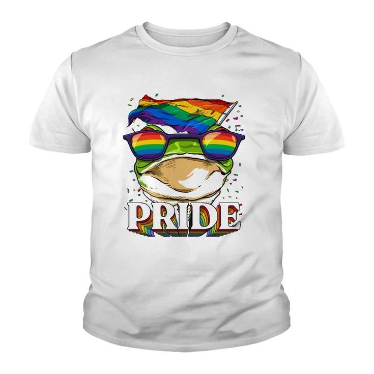Lgbt Frog Gay Pride Lgbtq Rainbow Flag Sunglasses Youth T-shirt