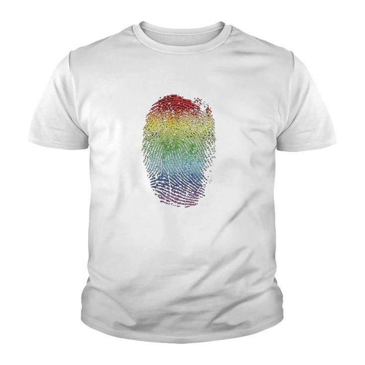 Lgbt Gay Pride Rainbow Thumbprint Youth T-shirt