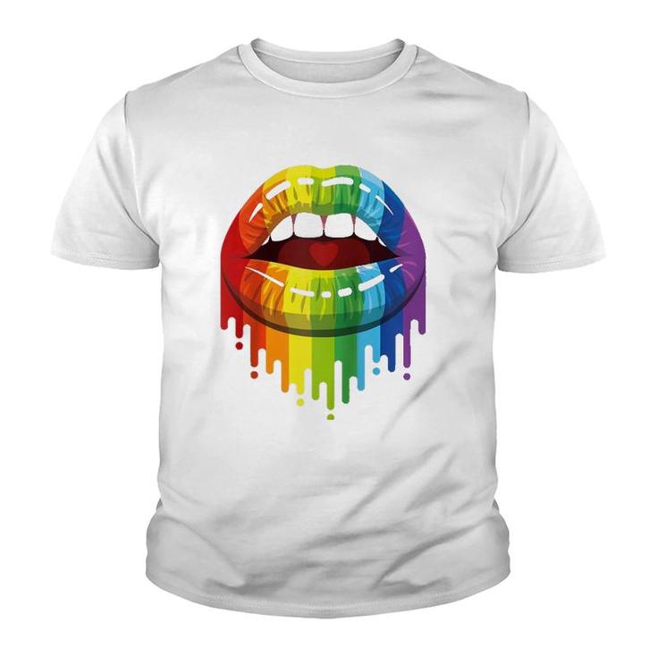 Lgbt Rainbow Kissable Mouth Teepride Gay Csd Raglan Baseball Tee Youth T-shirt