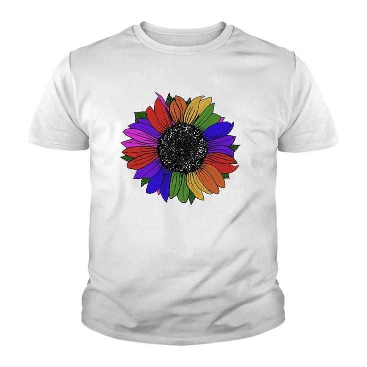 Lgbtq And Ally Rainbow Pride Sunflower Youth T-shirt