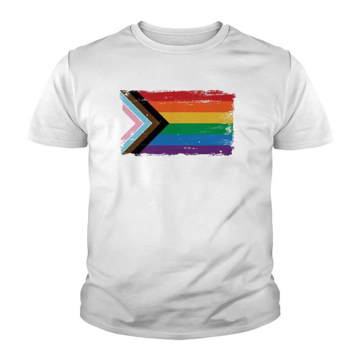Lgbtq Progress Pride Flag Vintage Paint Style  Youth T-shirt