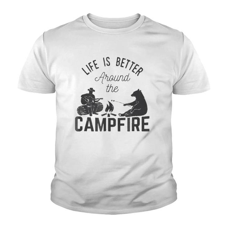 Life Is Better Around The Campfirefor Camping Youth T-shirt