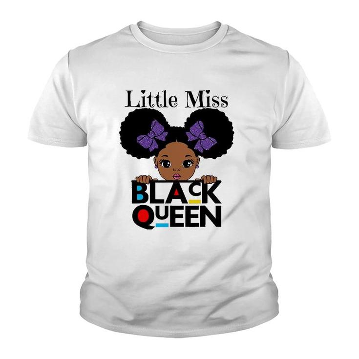 Little Miss Black Queen Melanin Brown Skin Girls Fun Cute Youth T-shirt