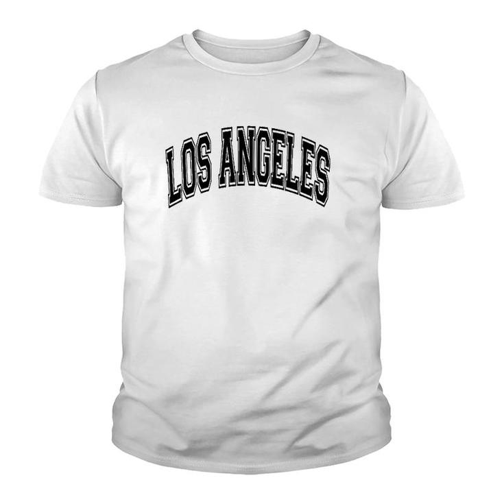 Los Angeles California Varsity Style Text Gray Black Print Pullover Youth T-shirt