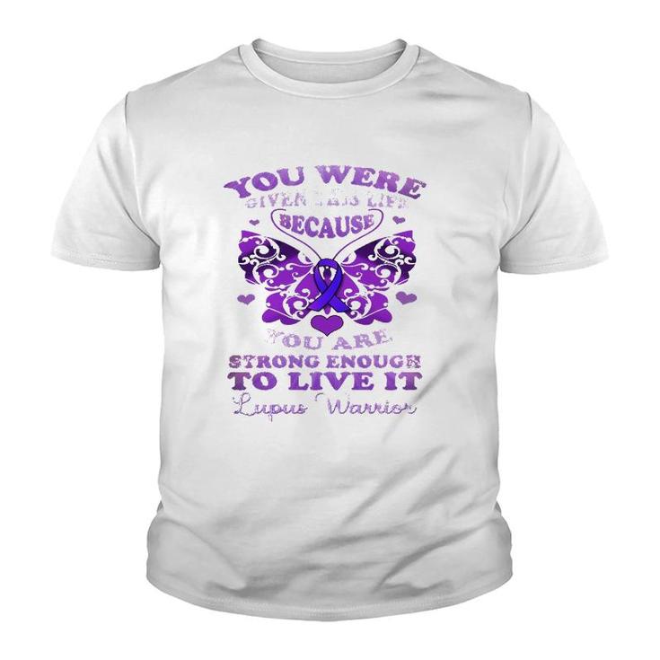 Lupus Awareness Butterfly  Because You Are Strong Women Youth T-shirt