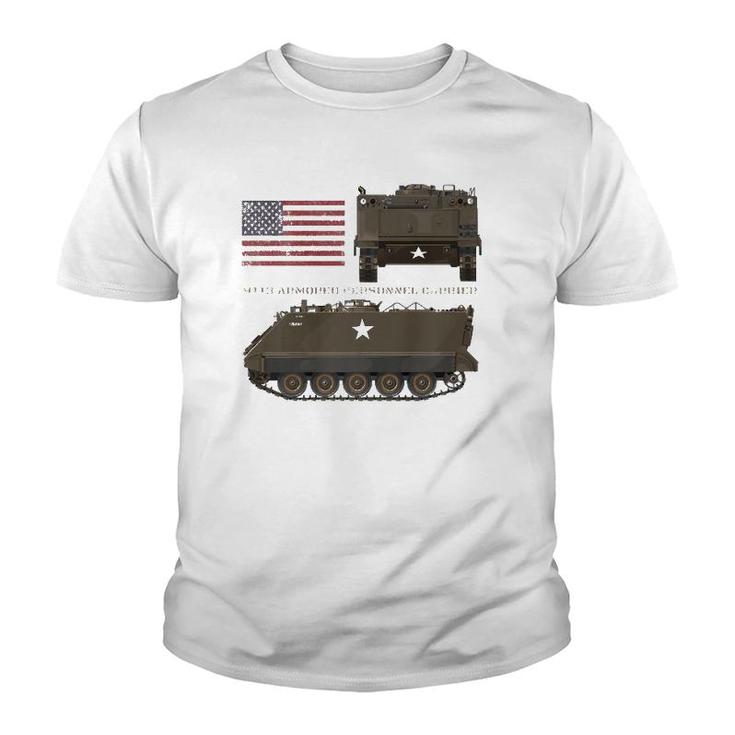 M113 Armored Personnel Carrier Patriotic Army American Flag  Youth T-shirt