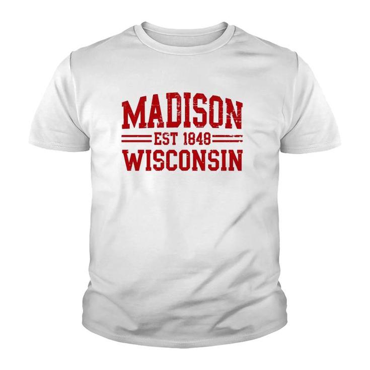 Madison Wisconsin Madison Gift Distressed Text  Youth T-shirt