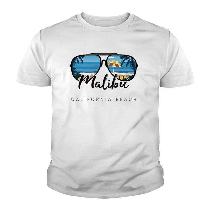 Malibu Beach California Palm Tree Sunglasses Souvenir Youth T-shirt