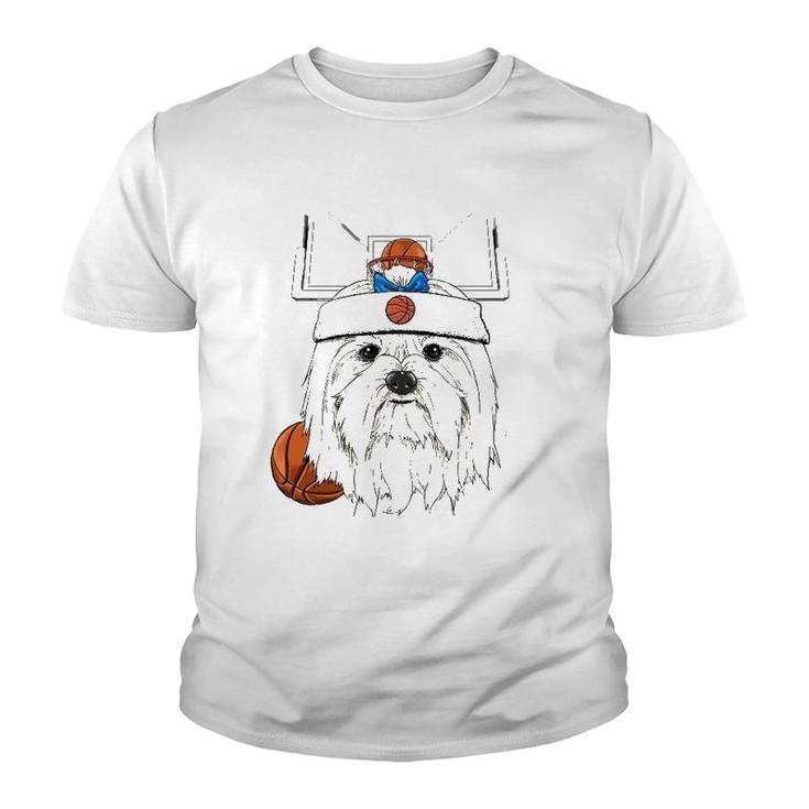Maltese Basketball Dog Lovers Basketball Player Youth T-shirt