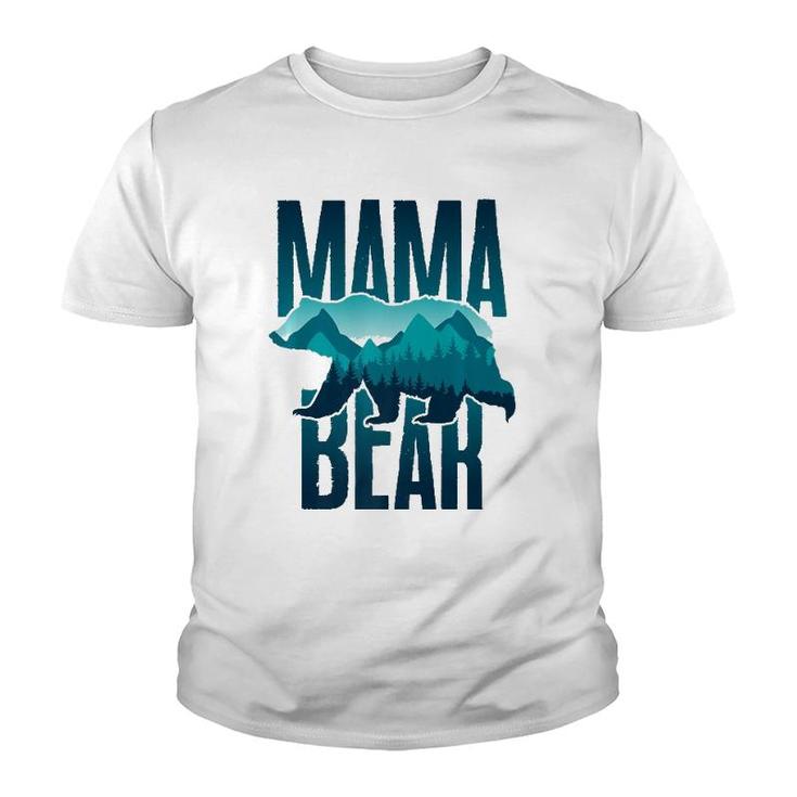 Mama Bear With Mountain And Forest Silhouette Youth T-shirt