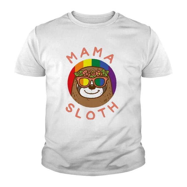 Mama Sloth Lgbtq Rainbow Flag Gay Pride Ally Gay Mom Women Youth T-shirt