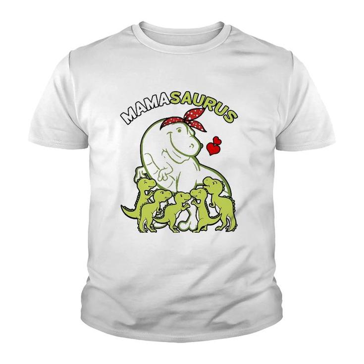 Mamasaurus Mama 5 Kids Dinosaur Mother's Day Youth T-shirt
