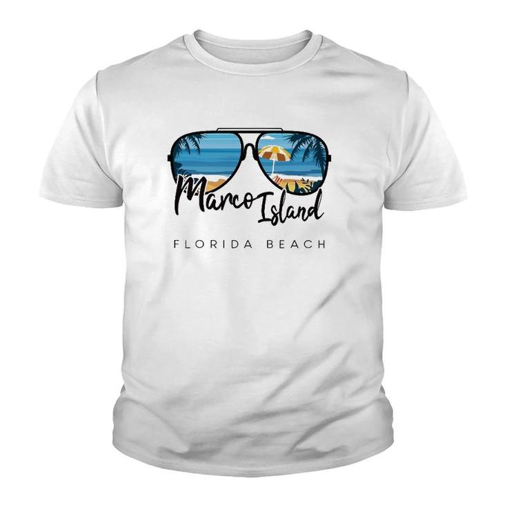 Marco Island Florida Palm Tree Sunglasses Souvenir Youth T-shirt