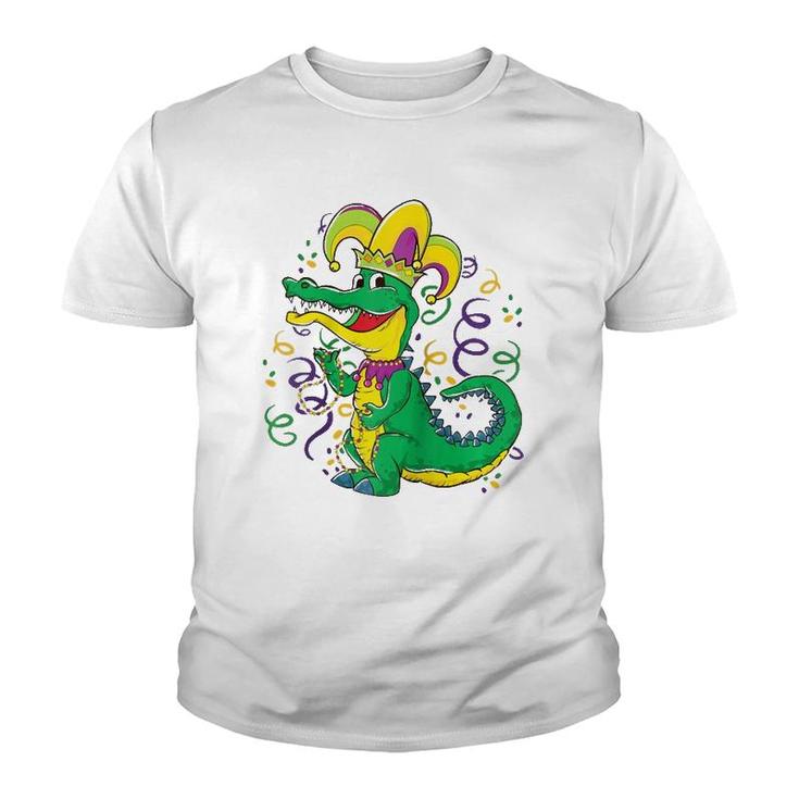 Mardi Gras Crocodile Funny Alligator Jester Hat  Youth T-shirt