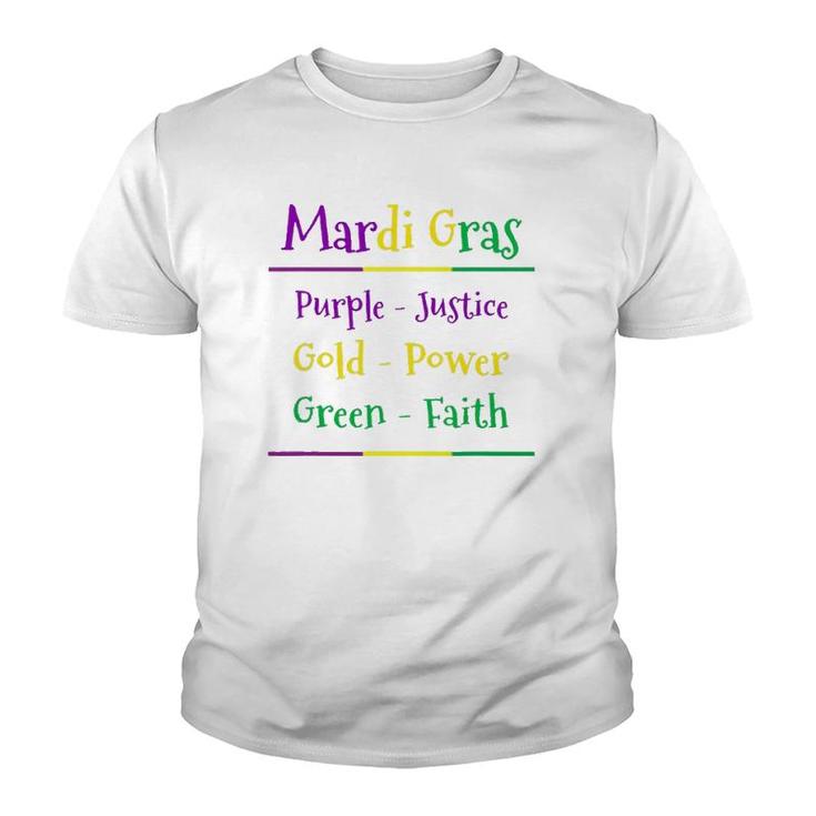 Mardi Gras Purple Green & Gold Youth T-shirt