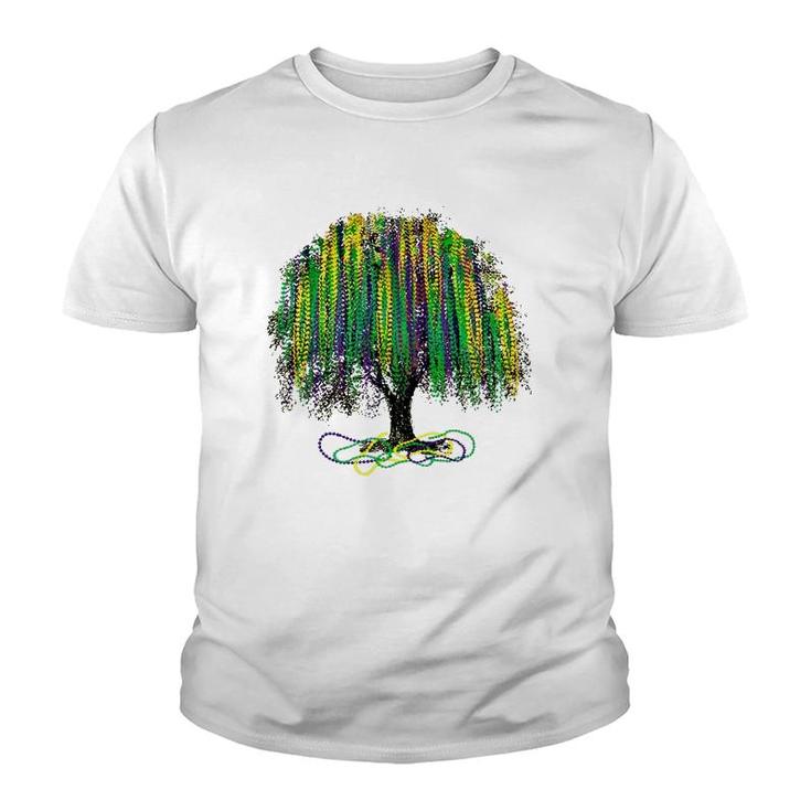 Mardi Gras Tree Beads New Orleans 2022 Watercolor Vintage Youth T-shirt