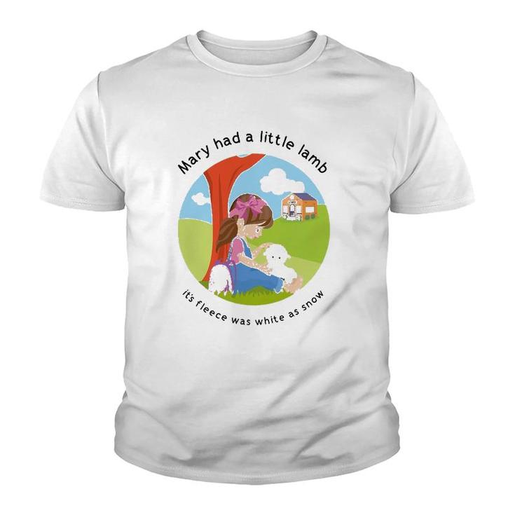 Mary Had A Little Lamb English Nursery Rhyme Theme Youth T-shirt