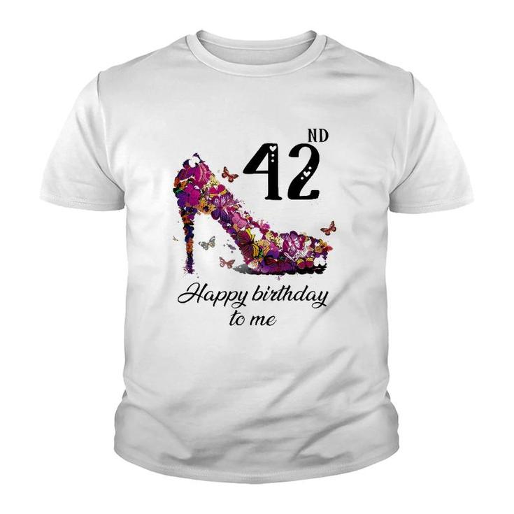 Mb 42Nd Birthday Butterfly Shoe Happy Birthday To Me Youth T-shirt