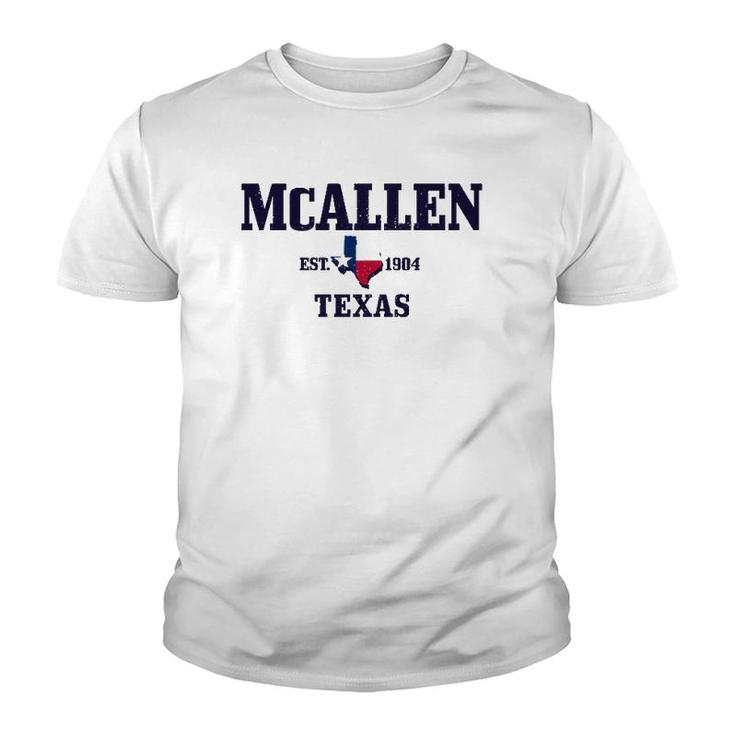 Mcallen Texas Pride Est 1904 State Map Flag Gift  Youth T-shirt
