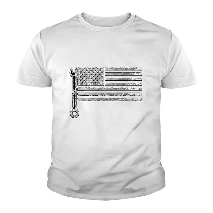 Mechanic American Flag Auto Repair Youth T-shirt