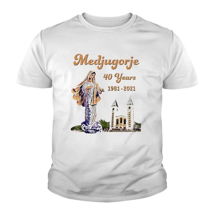 Medjugorje 40 Years Statue Of Our Lady Queen Of Peace Zip Youth T-shirt