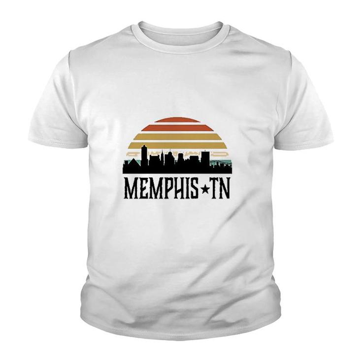 Memphis Tennessee Skyline Retro Sunset Youth T-shirt