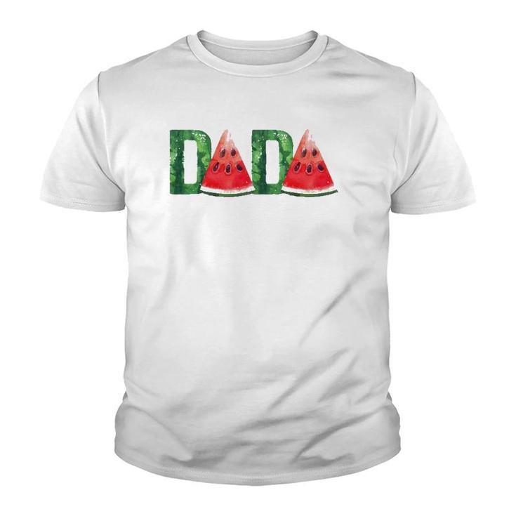 Mens Dada Watermelon Funny Summer Fruit Father's Day  For Dad Youth T-shirt