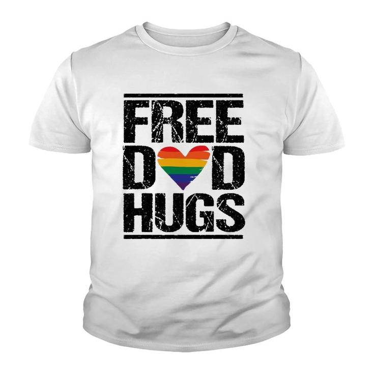 Mens Free Dad Hugs  Lgbtq Pride Stepfather Daddy Papa Design Youth T-shirt