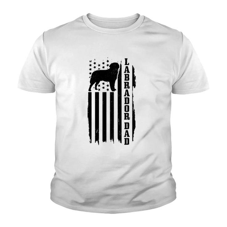 Mens Lab Dad Vintage American Flag Patriotic Labrador Lab Dog Youth T-shirt