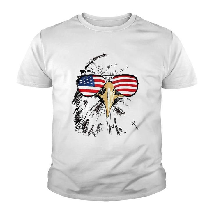 Mens Patriotic Bald Eagle Usa American Flag 4Th Of July Cool Gift  Youth T-shirt