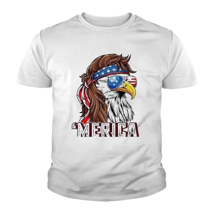 Merica Usa American Flag Patriotic 4Th Of July Bald Eagle Youth T-shirt