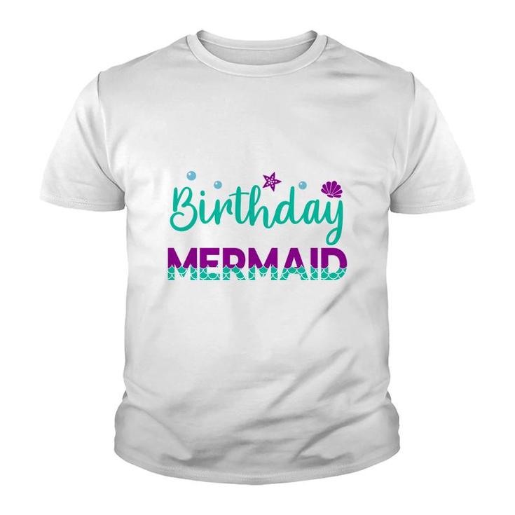 Mermaid Matching Family Birthday Blue Purple Youth T-shirt
