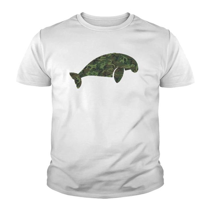 Military Manatee Camo Print Us Dugong Calf Veteran Men Gift Youth T-shirt