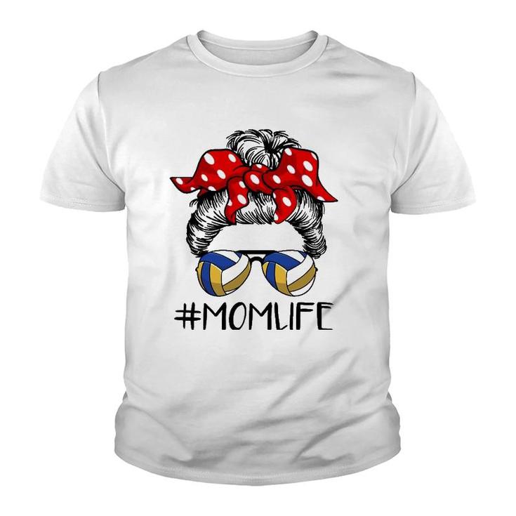 Mom Life Volleyball Messy Bun For Mother's Day Youth T-shirt