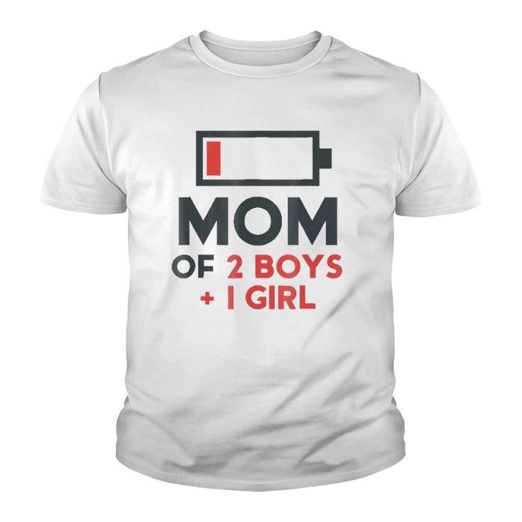 Mom Of 2 Boys 1 Girl  Son Mothers Day Gift Birthday Youth T-shirt