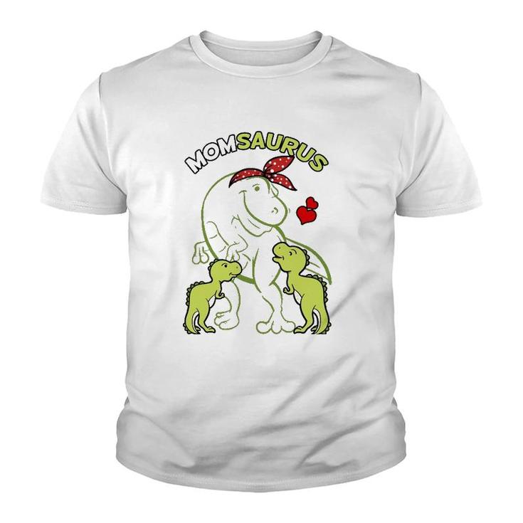 Momsaurus Mom 2 Kids Dinosaur Mommy Mother's Day Youth T-shirt